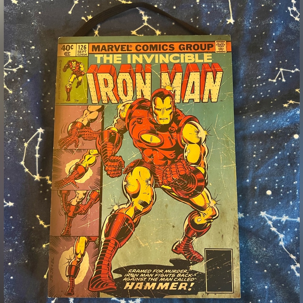💜 Marvel Iron Man Comic Wooden Wall Decor